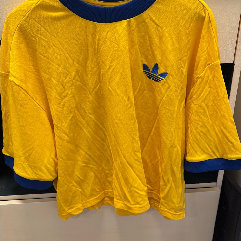 Adidas Yellow and Blue Short Sleeve Tee